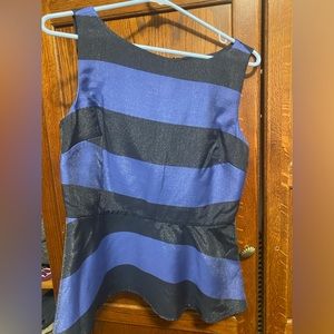 Banana republic striped peplum top black and blue with shimmer